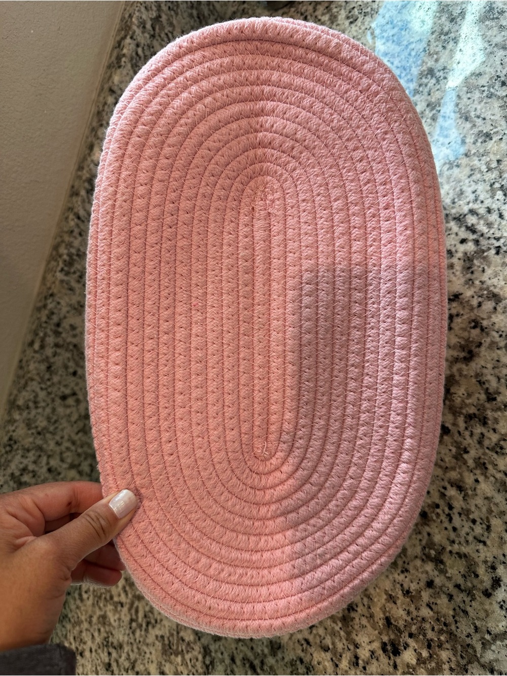 Pink & Cream Rope Basket Bag with Plush Bunny Accent - Picture 5 of 9